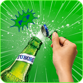 Pop the Tuborg cap open